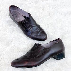 Beautifeel Brown Leather Slip On Block Heel Pumps